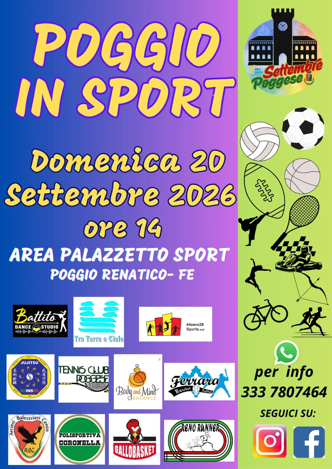 Poggio in Sport 2026 a Poggio Renatico